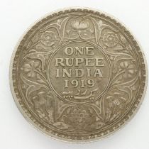 1919 Indian silver rupee of Queen Victoria, VF with dark tone. UK P&P Group 0 (£6+VAT for the