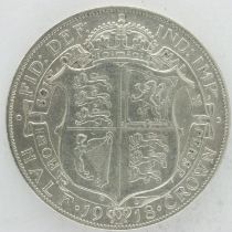 1918 silver half crown of George V, nVF. UK P&P Group 0 (£6+VAT for the first lot and £1+VAT for