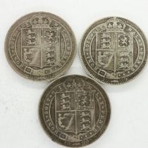 3 silver shillings of Queen Victoria. UK P&P Group 0 (£6+VAT for the first lot and £1+VAT for