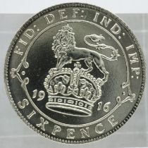 1916 silver sixpence of George V, gVF. UK P&P Group 0 (£6+VAT for the first lot and £1+VAT for