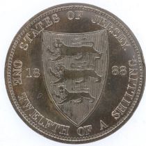 1889 Jersey 1/12 shilling of Queen Victoria, EF with some lustre. UK P&P Group 0 (£6+VAT for the