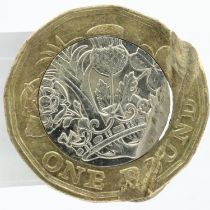1 Pound coin minting error strike line across planchett. UK P&P Group 0 (£6+VAT for the first lot