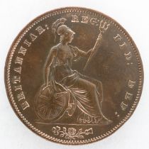 1854 copper penny of Queen Victoria, VF. UK P&P Group 0 (£6+VAT for the first lot and £1+VAT for