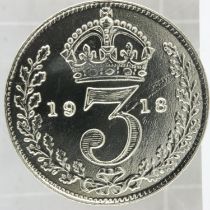 1918 silver threepence of George V, VF. UK P&P Group 0 (£6+VAT for the first lot and £1+VAT for