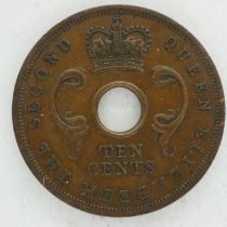 1956 East Africa 10 cents, VF. UK P&P Group 0 (£6+VAT for the first lot and £1+VAT for subsequent