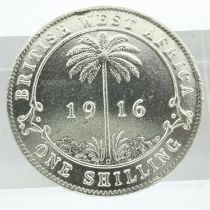 1916 British West Africa silver shilling of George V, gVF. UK P&P Group 0 (£6+VAT for the first