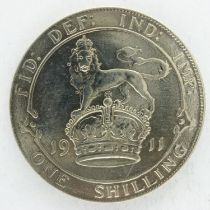 1911 silver shilling of George V, nVF. UK P&P Group 0 (£6+VAT for the first lot and £1+VAT for