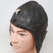 Third Reich National Socialist Flyers Corps flying helmet with hand sewn badge, most likely worn