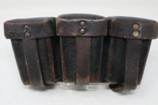 German WWII standard leather ammunition pouch, stamped RBNr.0/0561/0163 verso. UK P&P Group 2 (£20+