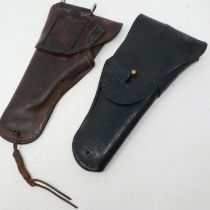 US M1911 officers brown leather Colt holster by Warren Leather Goods, and a black M1916 example,