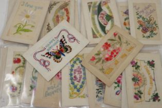 Thirty WWI period embroidered silk postcards, regimental examples include Royal Field Artillery,