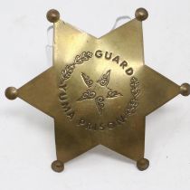 Yuma Prison Guard six-point brass badge by Fox. UK P&P Group 1 (£16+VAT for the first lot and £2+VAT