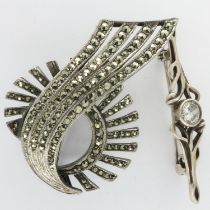 Two 925 silver brooches, one set with marcasite, largest L: 50 mm. UK P&P Group 1 (£16+VAT for the