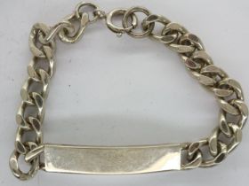 Hallmarked silver identity bracelet, L: 18 cm, 26g. UK P&P Group 1 (£16+VAT for the first lot and £