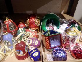 Mixed Christmas decorations including Thomas Kinkade examples. Not available for in-house P&P