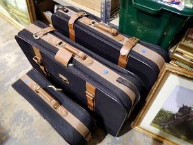 Set of three Antler canvas and leather suitcases. Not available for in-house P&P