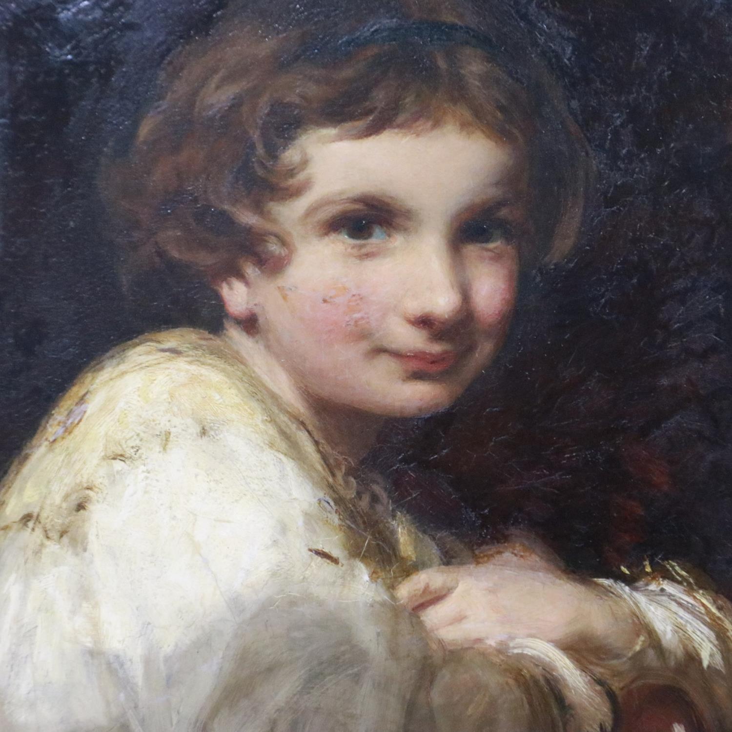 A 19th century English school oil on canvas, portrait of a young boy, unsigned, 39 x 50 cm. Not
