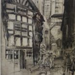 Frank Greenwood (19th century): drypoint etching, Poets Corner Manchester, signed in pencil, 24 x 38