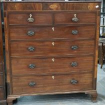 Substantial early Victorian mahogany chest of two short over five long drawers with further