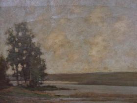 William Miller (19th century English school): oil on canvas, trees on the riverbank, 45 x 34 cm. Not