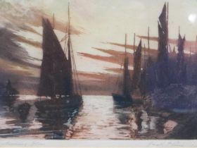 Joseph Frank Pimm ARSBA (20th century): pencil signed artists proof aquatint etching, evening