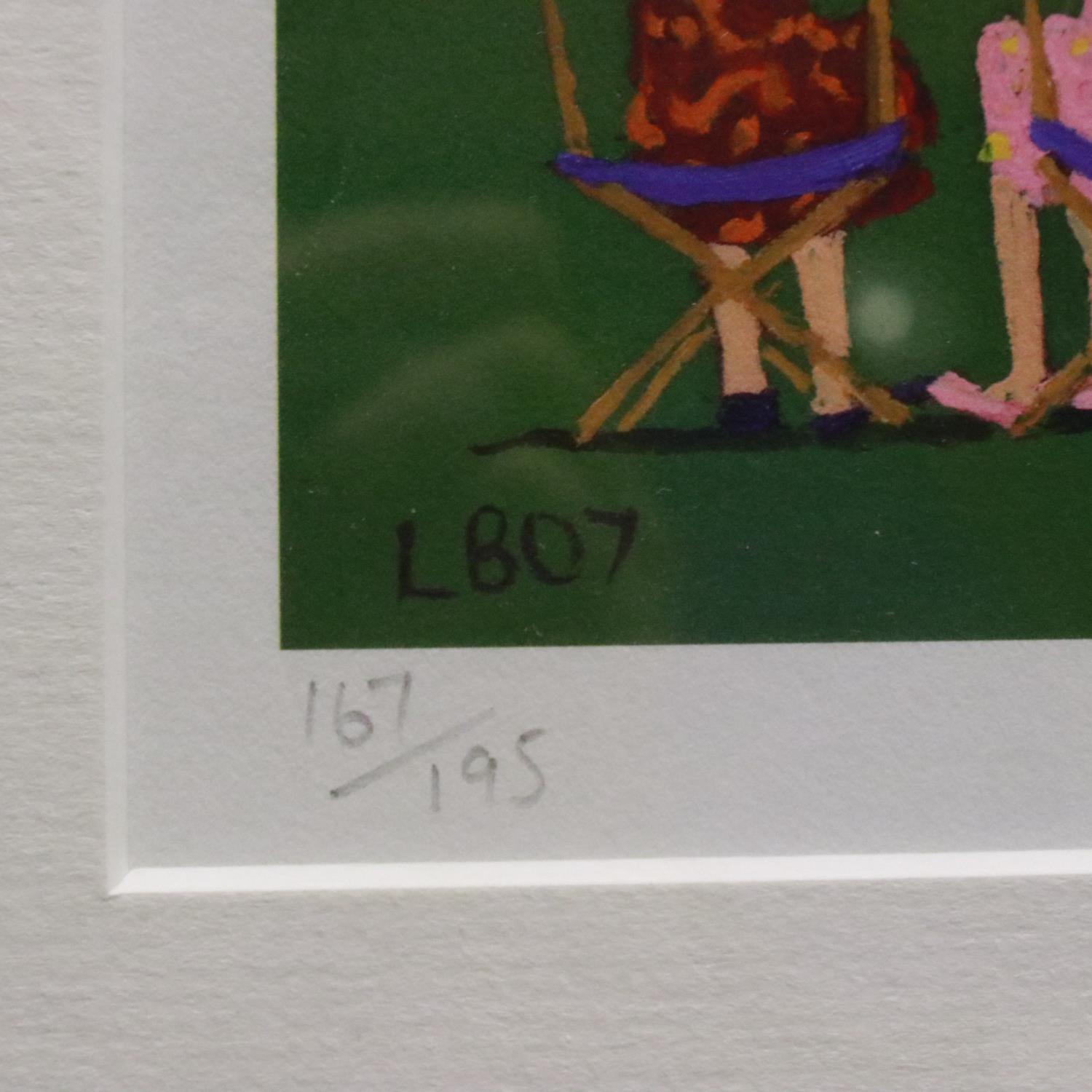 Louise Braithwaite (contemporary): artist signed limited edition lithograph, Cricket 167/195, 38 x - Image 3 of 6