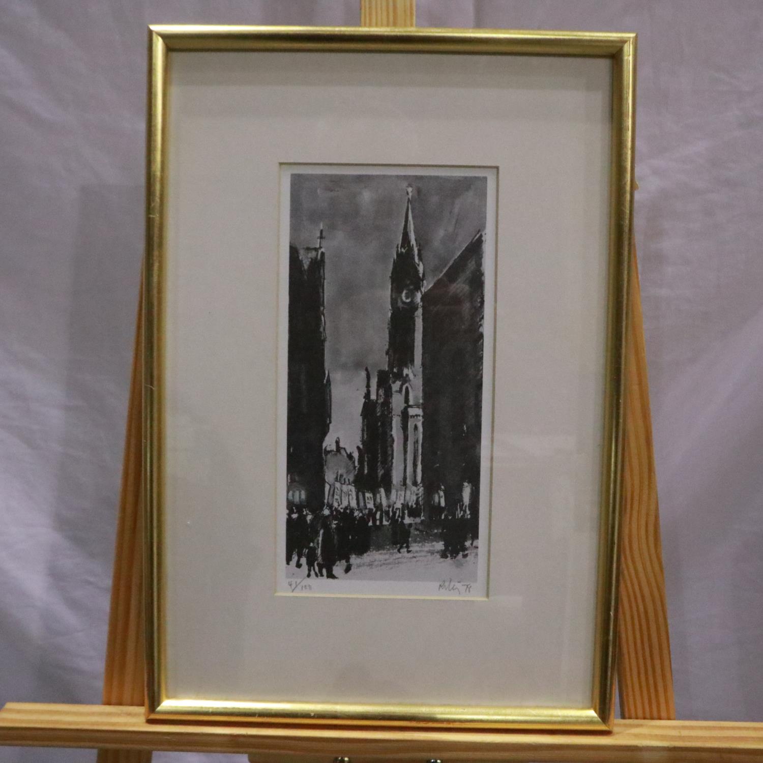 Harold Riley (1934 - 2023): artist signed limited edition print, Town Hall Manchester, 41/100, 14 - Image 2 of 4