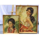F P Nicol (20th century): two portraits, Sorrentino and Bambino, largest 51 x 65 cm. Not available