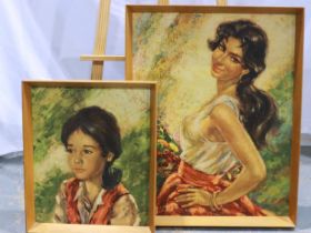 F P Nicol (20th century): two portraits, Sorrentino and Bambino, largest 51 x 65 cm. Not available