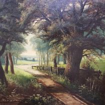 A 19th century continental school oil on canvas, bridge over a stream, indistinctly signed, 69 x