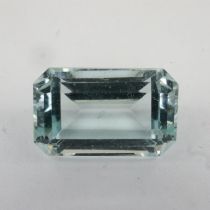 Natural emerald cut loose aquamarine stone: 1.50ct. UK P&P Group 1 (£16+VAT for the first lot and £