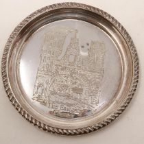 Hallmarked silver dish inscribed The Eastgate Chester, Birmingham assay, D: 12 cm, 88g. UK P&P Group