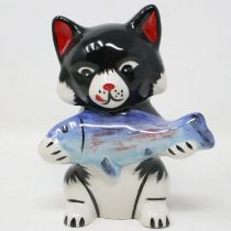 Lorna Bailey cat, Pikey, no chips or cracks, H: 12 cm. UK P&P Group 1 (£16+VAT for the first lot and