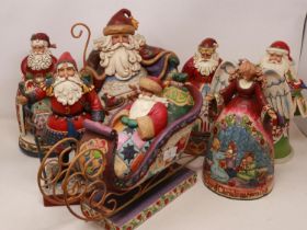 Seven Jim Shore Christmas figurines, largest H: 34 cm. Not available for in-house P&P
