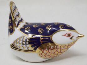Royal Crown Derby wren paperweight with gold stopper, no chips or cracks, L: 90 mm. UK P&P Group