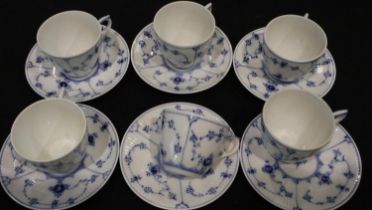 Six Royal Copenhagen teacups and saucers (12), no chips or cracks. UK P&P Group 3 (£30+VAT for the