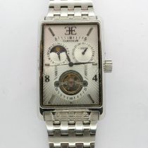 EARNSHAW: gents automatic wristwatch with skeleton movement and two subsidiary dials on a