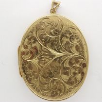 9ct gold locket pendant, H: 60 mm, 17.2g. UK P&P Group 1 (£16+VAT for the first lot and £2+VAT for