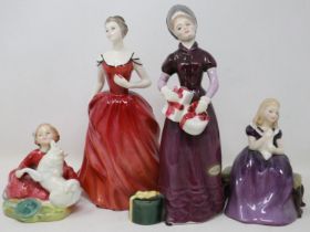 Four Royal Doulton figurines, no chips or cracks, largest H: 20 cm. UK P&P Group 3 (£30+VAT for