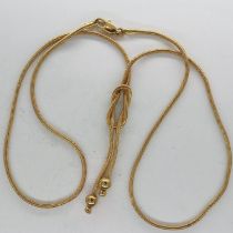 9ct gold neck chain with feature knot and tassel, L: 54 cm, 11.6g. UK P&P Group 1 (£16+VAT for the