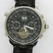 MATTOM: gents automatic wristwatch with skeleton movement, two subsidiary dials and date aperture on