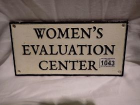 Cast iron Womens Evaluation sign, W: 30 cm. UK P&P Group 1 (£16+VAT for the first lot and £2+VAT for