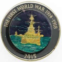 2015 enamelled £2 coin, The First World War 1914-1918. UK P&P Group 0 (£6+VAT for the first lot