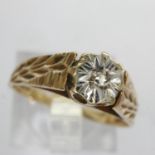 9ct gold diamond solitaire ring, size N, 2.2g. UK P&P Group 0 (£6+VAT for the first lot and £1+VAT