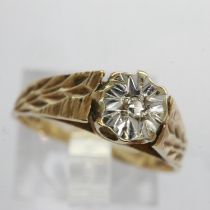 9ct gold diamond solitaire ring, size N, 2.2g. UK P&P Group 0 (£6+VAT for the first lot and £1+VAT