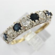 9ct gold ring set with sapphires and cubic zirconia, size M/N, 1.7g. UK P&P Group 0 (£6+VAT for