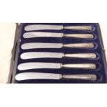 Six hallmarked silver handled butter knives, boxed. UK P&P Group 1 (£16+VAT for the first lot and £