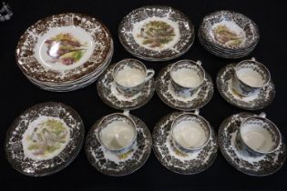 Royal Worcester Palissy tea and dinnerware of twenty seven pieces in the Game Series pattern,