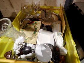 Box of mixed glass and ceramics. Not available for in-house P&P