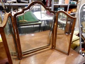 Walnut framed three sectional mirror. Not available for in-house P&P